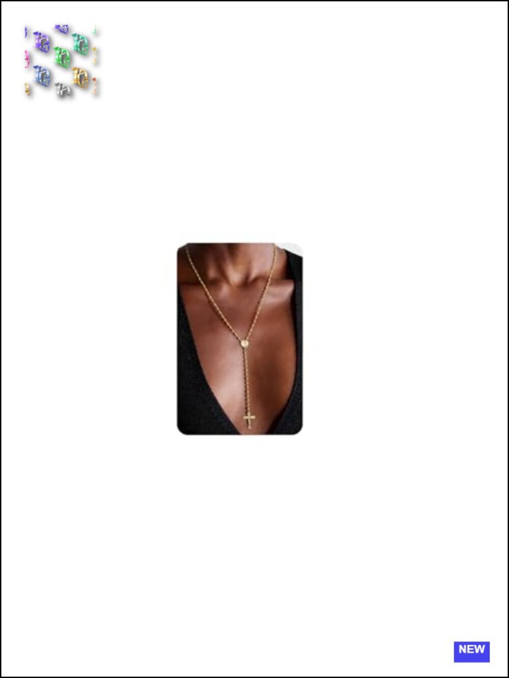 Y-Shaped Lariat Drop Cross Necklace, Layered Stackable Pendant Set, 16K Gold